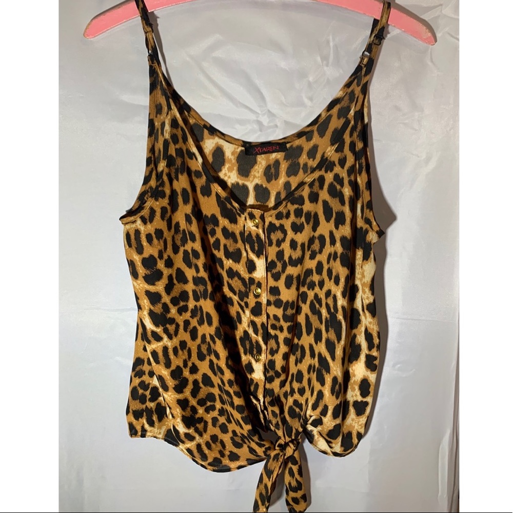Boutique cheetah print tie front top